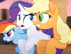 Size: 1061x804 | Tagged: applejack, cropped, derpibooru import, my little pony: the movie, official, rainbow dash, rarity, running, safe, screencap