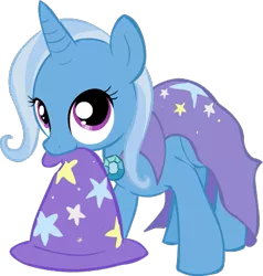 Size: 495x519 | Tagged: artist needed, source needed, safe, derpibooru import, trixie, pony, unicorn, cape, clothes, cute, diatrixes, female, hat, mare, mouth hold, nom, simple background, solo, transparent background, trixie's cape, trixie's hat, vector