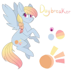 Size: 1024x1024 | Tagged: safe, artist:beashay, derpibooru import, oc, oc:daybreaker dash, unofficial characters only, pegasus, pony, female, mare, offspring, parent:rainbow dash, parent:zephyr breeze, parents:zephdash, reference sheet, solo