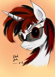 Size: 1814x2520 | Tagged: safe, artist:lth935, derpibooru import, oc, oc:blackjack, unofficial characters only, pony, unicorn, fallout equestria, fallout equestria: project horizons, bust, deal with it, female, glasses, mare, portrait, simple background, solo