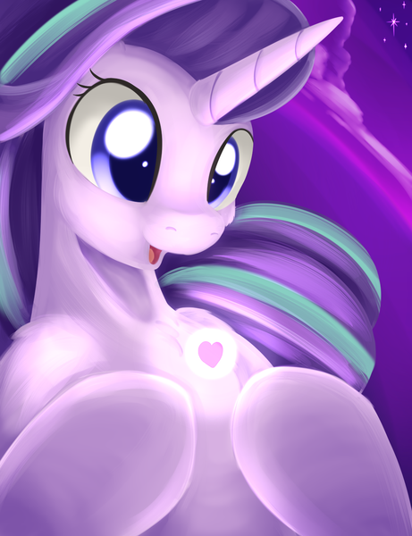 Size: 1056x1373 | Tagged: safe, artist:dusthiel, derpibooru import, starlight glimmer, pony, unicorn, cute, female, glimmerbetes, heart, magic, mare, solo