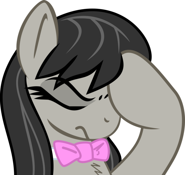 Size: 3911x3687 | Tagged: safe, artist:haetran, artist:reiduran, derpibooru import, octavia melody, earth pony, pony, bust, chest fluff, facehoof, female, mare, portrait, reaction image, simple background, solo, transparent background, vector