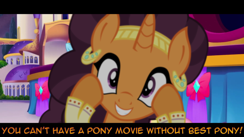 Size: 1366x768 | Tagged: derpibooru import, edit, looking at you, my little pony: the movie, safe, saffron masala, screencap