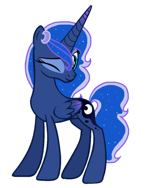 Size: 763x971 | Tagged: safe, artist:duyguusss, derpibooru import, princess luna, pony, base used, one eye closed, simple background, solo, transparent background, wink