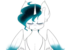 Size: 2065x1440 | Tagged: safe, artist:despotshy, derpibooru import, oc, oc:gitara, unofficial characters only, alicorn, pony, alicorn oc, colored wings, eyes closed, female, mare, multicolored wings, scar, simple background, solo, transparent background