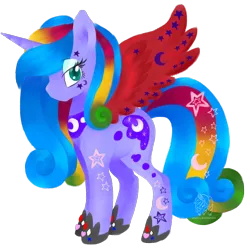 Size: 2500x2500 | Tagged: safe, artist:emypony, derpibooru import, oc, oc:lunar revel, unofficial characters only, alicorn, pony, alicorn oc, colored wings, female, mare, multicolored wings, simple background, solo, transparent background