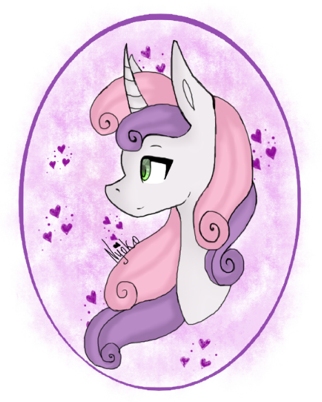 Size: 467x582 | Tagged: safe, artist:nyokoart, derpibooru import, sweetie belle, pony, unicorn, heart, solo