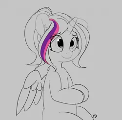 Size: 1280x1257 | Tagged: safe, artist:pabbley, derpibooru import, twilight sparkle, twilight sparkle (alicorn), alicorn, pony, 30 minute art challenge, alternate hairstyle, cute, female, mare, partial color