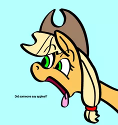 Size: 1134x1200 | Tagged: safe, artist:justanotherponyartblog, derpibooru import, applejack, pony, apple, appul, food, just another pony art blog, silly, silly face, silly pony, solo, that pony sure does love apples, who's a silly pony