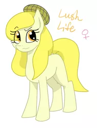 Size: 745x981 | Tagged: safe, artist:rosequartz1, derpibooru import, oc, oc:lush life, unofficial characters only, earth pony, pony, female, mare, offspring, parent:coco pommel, parent:silver shill, parents:silverpommel, simple background, solo, white background