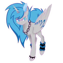 Size: 1500x1500 | Tagged: safe, artist:emypony, derpibooru import, oc, oc:moonbeam, unofficial characters only, alicorn, pony, bracelet, chains, jewelry, simple background, solo