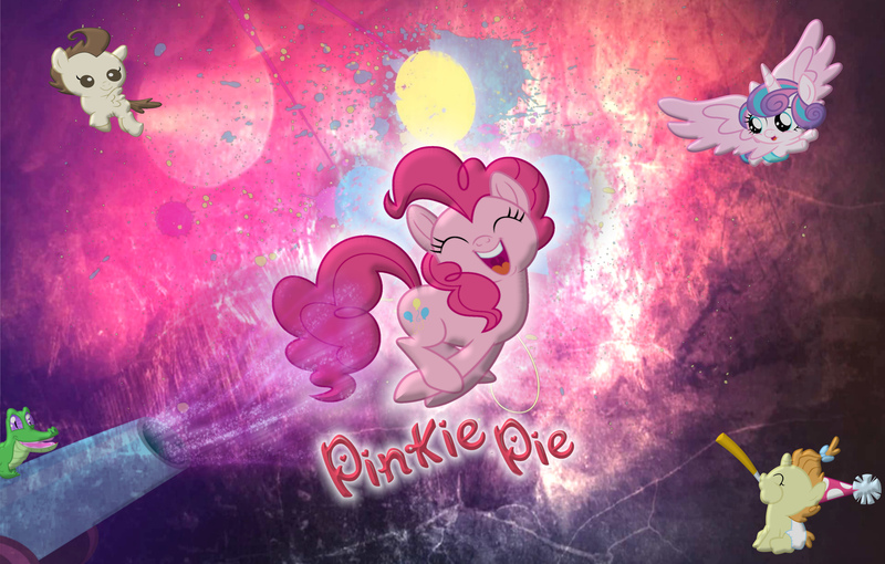 Size: 7000x4466 | Tagged: safe, derpibooru import, edit, edited screencap, screencap, gummy, pinkie pie, princess flurry heart, alicorn, alligator, earth pony, pegasus, pony, unicorn, baby cakes, absurd resolution, colt, cutie mark background, female, filly, hat, male, mare, party cannon, party hat