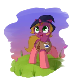 Size: 1273x1315 | Tagged: safe, artist:neuro, derpibooru import, oc, oc:lavender spark, unofficial characters only, pony, clothes, hat, horn ring, magic potion, socks, solo, wizard hat
