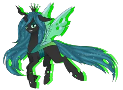 Size: 2420x1775 | Tagged: artist:dragonpilyale, changeling, changeling queen, derpibooru import, floppy ears, looking at you, queen chrysalis, safe, simple background, smiling, solo, transparent background