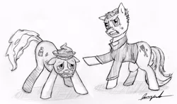 Size: 807x477 | Tagged: artist needed, source needed, safe, derpibooru import, ponified, earth pony, pony, angry, bratishka, clothes, embarrassed, frown, male, monochrome, pahom, poop, raised leg, stallion, sweet bread, the green elephant, traditional art