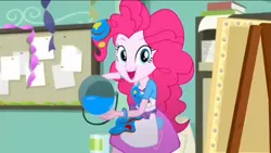 Size: 1136x640 | Tagged: safe, derpibooru import, pinkie pie, eqg summertime shorts, equestria girls, the art of friendship, paint, paint bucket, solo