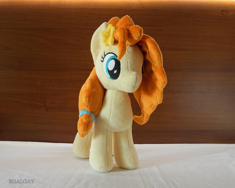 Size: 3836x3064 | Tagged: safe, artist:egalgay, derpibooru import, pear butter, pony, the perfect pear, handmade, irl, photo, plushie