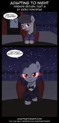 Size: 960x2000 | Tagged: safe, artist:terminuslucis, derpibooru import, octavia melody, oc, oc:lucid, earth pony, pony, vampony, comic:adapting to night, comic:adapting to night: friends return, blushing, clothes, comic, night