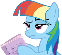 Size: 9560x8425 | Tagged: safe, artist:xboomdiersx, derpibooru import, rainbow dash, pony, the lost treasure of griffonstone, absurd resolution, book, manebow sparkle, simple background, solo, transparent background, vector