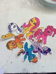 Size: 2448x3264 | Tagged: safe, artist:creamyfairy, derpibooru import, applejack, fluttershy, pinkie pie, rainbow dash, rarity, twilight sparkle, twilight sparkle (alicorn), alicorn, pony, mane six, traditional art, wingding eyes