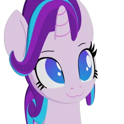 Size: 2160x2160 | Tagged: safe, artist:galawaille, derpibooru import, starlight glimmer, pony, unicorn, 3d, :3, blender, bust, catface, cel shading, cute, female, glimmerbetes, mare, no pupils, portrait, simple background, solo, transparent background