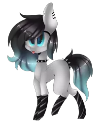 Size: 3236x3901 | Tagged: safe, artist:hyshyy, derpibooru import, oc, unofficial characters only, pony, unicorn, choker, clothes, female, high res, mare, simple background, socks, solo, spiked choker, tongue out, transparent background