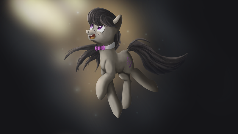 Size: 2560x1440 | Tagged: safe, artist:ailynd, derpibooru import, octavia melody, earth pony, pony, bowtie, female, floating, mare, smiling, solo