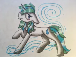 Size: 1024x768 | Tagged: safe, artist:colorsoulmlp, derpibooru import, oc, oc:charity seashell, unofficial characters only, pony, unicorn, commission, solo, traditional art
