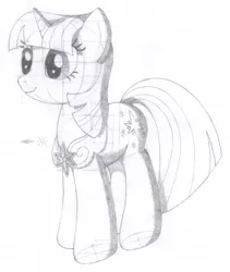 Size: 1297x1536 | Tagged: safe, artist:aafh, derpibooru import, twilight sparkle, pony, unicorn, element of magic, monochrome, solo, traditional art