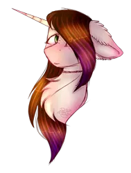 Size: 1362x1805 | Tagged: safe, artist:doux-ameri, derpibooru import, oc, oc:marisa, unofficial characters only, pony, unicorn, bust, female, floppy ears, mare, portrait, simple background, solo, transparent background