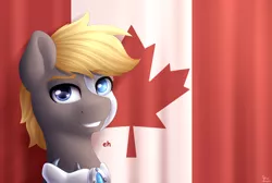 Size: 2800x1884 | Tagged: safe, artist:spirit-dude, derpibooru import, oc, unofficial characters only, pony, robot, robot pony, canada, canadian flag, eh, flag, looking at you, male, smiling, solo, stallion