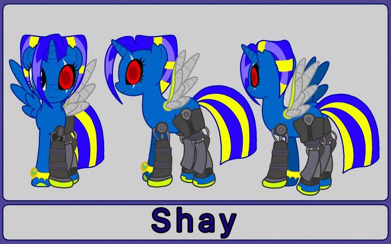 Size: 1280x798 | Tagged: safe, artist:linedraweer, derpibooru import, oc, oc:shay, unofficial characters only, alicorn, cyborg, pony, alicorn oc, amputee, augmented, commission, female, metal, metal wing, prosthetic limb, prosthetic wing, prosthetics, quadruple amputee, red eyes, reference sheet, scar, triple amputee