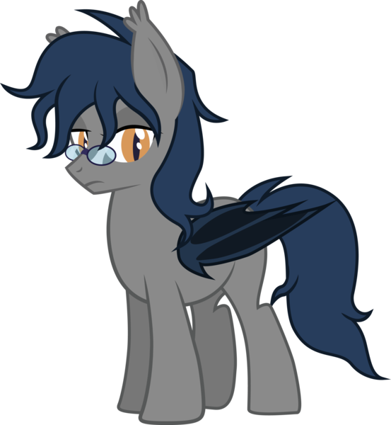 Size: 2739x2974 | Tagged: safe, artist:duskthebatpack, derpibooru import, oc, oc:midnight measure, unofficial characters only, bat pony, pony, glasses, male, messy mane, simple background, solo, stallion, transparent background, vector