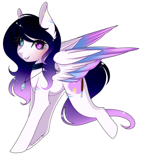 Size: 2300x2527 | Tagged: safe, artist:bambudess, derpibooru import, oc, oc:heart light, unofficial characters only, pegasus, pony, commission, cute, female, gradient mane, heterochromia, looking at you, mare, simple background, smiling, solo, transparent background