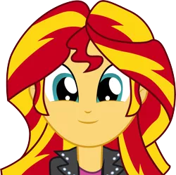 Size: 6843x6804 | Tagged: safe, artist:paganmuffin, derpibooru import, sunset shimmer, eqg summertime shorts, equestria girls, pet project, absurd resolution, clothes, cute, female, looking at you, shimmerbetes, simple background, smiling, solo, transparent background, vector