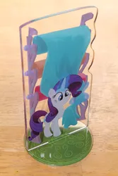 Size: 667x1000 | Tagged: safe, artist:1trick, derpibooru import, rarity, pony, acrylic plastic, acrylic standee, fabric, glowing horn, looking at something, magic, rt, solo, standee