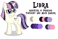 Size: 6000x4000 | Tagged: safe, artist:spottedlions, derpibooru import, oc, oc:libra, unofficial characters only, pony, unicorn, color palette, female, glasses, magical lesbian spawn, mare, next generation, offspring, original character do not steal, parent:moondancer, parent:twilight sparkle, parents:twidancer, simple background, solo, white background