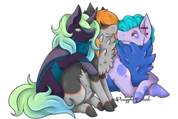 Size: 920x620 | Tagged: safe, artist:strugglingunicorn, derpibooru import, oc, oc:aria, oc:brulee, oc:rhett, unofficial characters only, pegasus, pony, unicorn, group, simple background, transparent background