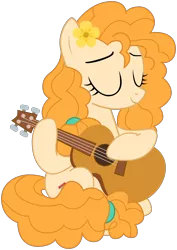 Size: 1976x2788 | Tagged: safe, artist:sonofaskywalker, derpibooru import, pear butter, earth pony, pony, the perfect pear, acoustic guitar, eyes closed, female, guitar, mare, simple background, smiling, solo, transparent background, vector