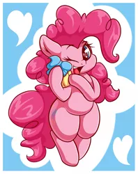 Size: 2577x3249 | Tagged: safe, artist:graphene, derpibooru import, pinkie pie, earth pony, pony, atg 2017, cupcake, cute, diapinkes, female, food, mare, newbie artist training grounds, smiling, solo