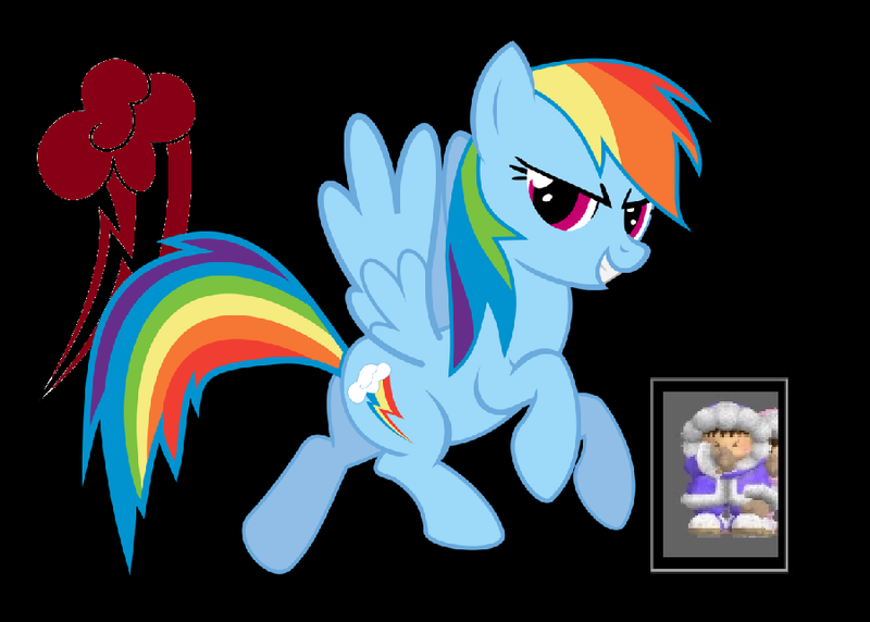 Size: 900x643 | Tagged: safe, derpibooru import, rainbow dash, pony, ice climbers, super smash bros., super smash bros. melee