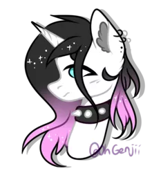 Size: 1012x1150 | Tagged: safe, artist:glitterskies2808, derpibooru import, oc, oc:sapphire snowbrush, unofficial characters only, pony, unicorn, bust, choker, female, mare, portrait, simple background, solo, spiked choker, transparent background