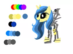 Size: 701x516 | Tagged: safe, artist:westrail642fan, derpibooru import, oc, oc:tangle, unofficial characters only, alicorn, pony, alicorn oc, animatronic, reference sheet, wip