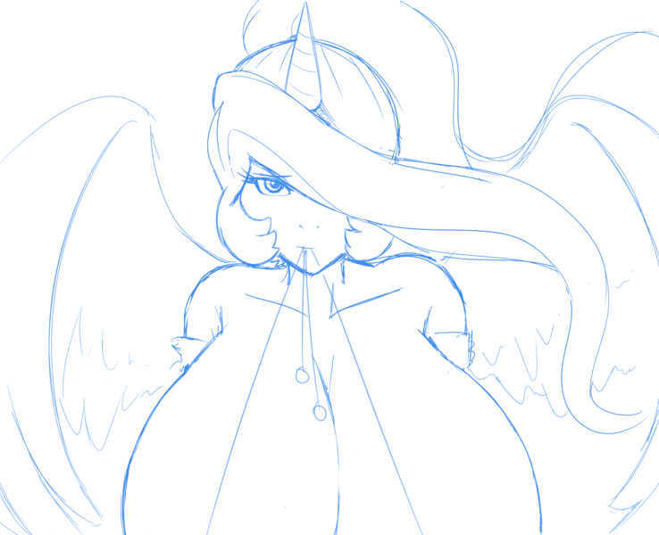 Size: 5000x4065 | Tagged: absurd resolution, artist:70nywuvschizuru, big breasts, breasts, busty princess celestia, derpibooru import, horned humanization, huge breasts, human, humanized, princess celestia, questionable, slightly drunk, winged humanization, wings, wip