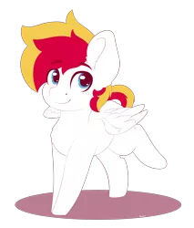 Size: 2550x3000 | Tagged: safe, artist:spirit-dude, derpibooru import, oc, oc:white wing, unofficial characters only, pegasus, pony, colt, freckles, gift art, male, raised leg, simple background, smiling, solo