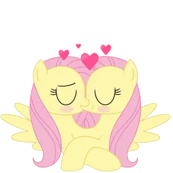 Size: 2000x2000 | Tagged: safe, artist:mlpconjoinment, derpibooru import, fluttershy, pony, conjoined, eyes closed, female, floating heart, flutters, heart, lesbian, multiple heads, self ponidox, selfcest, shipping, shyshy (selfcest), simple background, transparent background, twins, two heads, two heads are better than one, two heads are sexier than one, two-headed fluttershy