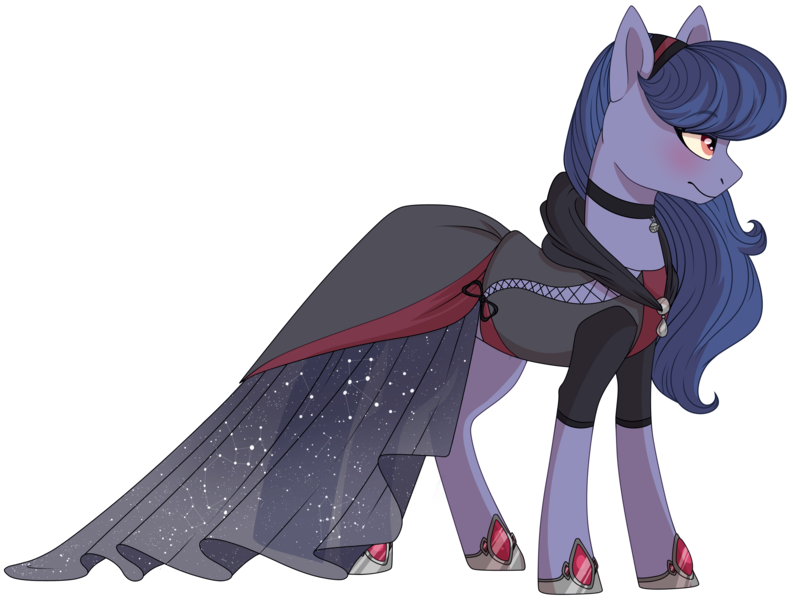 Size: 6365x4816 | Tagged: safe, artist:elskafox, derpibooru import, oc, oc:cosmia nebula, unofficial characters only, earth pony, pony, absurd resolution, blushing, clothes, dress, female, gala dress, mare, simple background, solo, transparent background