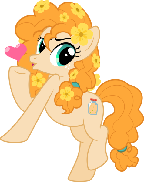 Size: 4835x6108 | Tagged: safe, artist:jhayarr23, derpibooru import, pear butter, earth pony, pony, the perfect pear, absurd resolution, buttercup, female, flower, flower in hair, mare, simple background, solo, transparent background, vector