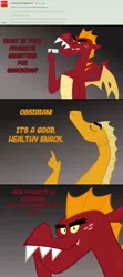 Size: 914x2052 | Tagged: artist:queencold, ask, ask caldera, comic, derpibooru import, dialogue, dragon, dragoness, dragon oc, duo, female, garble, male, mother and son, oc, oc:caldera, safe, teenaged dragon, tumblr