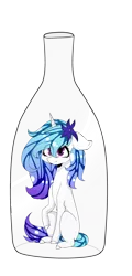 Size: 1867x3880 | Tagged: safe, artist:hyshyy, derpibooru import, oc, oc:lucky lore, unofficial characters only, pony, unicorn, bottle, female, mare, micro, pony in a bottle, simple background, sitting, solo, transparent background